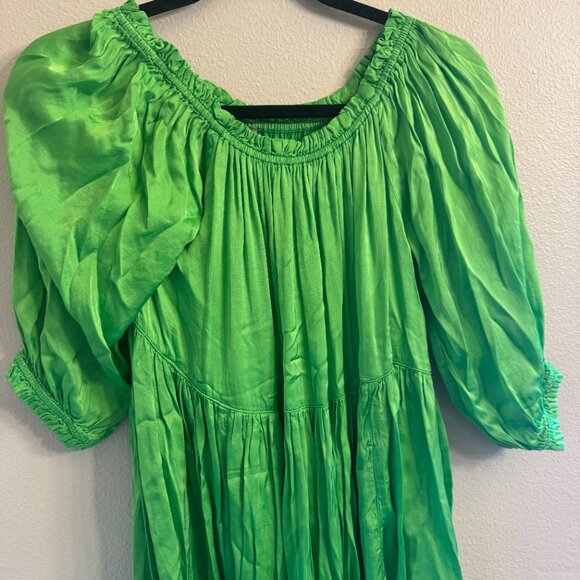 Raquel Allegra Apple Green Satin Dress Size 2 (Medium) NEW - Picture 6 of 12